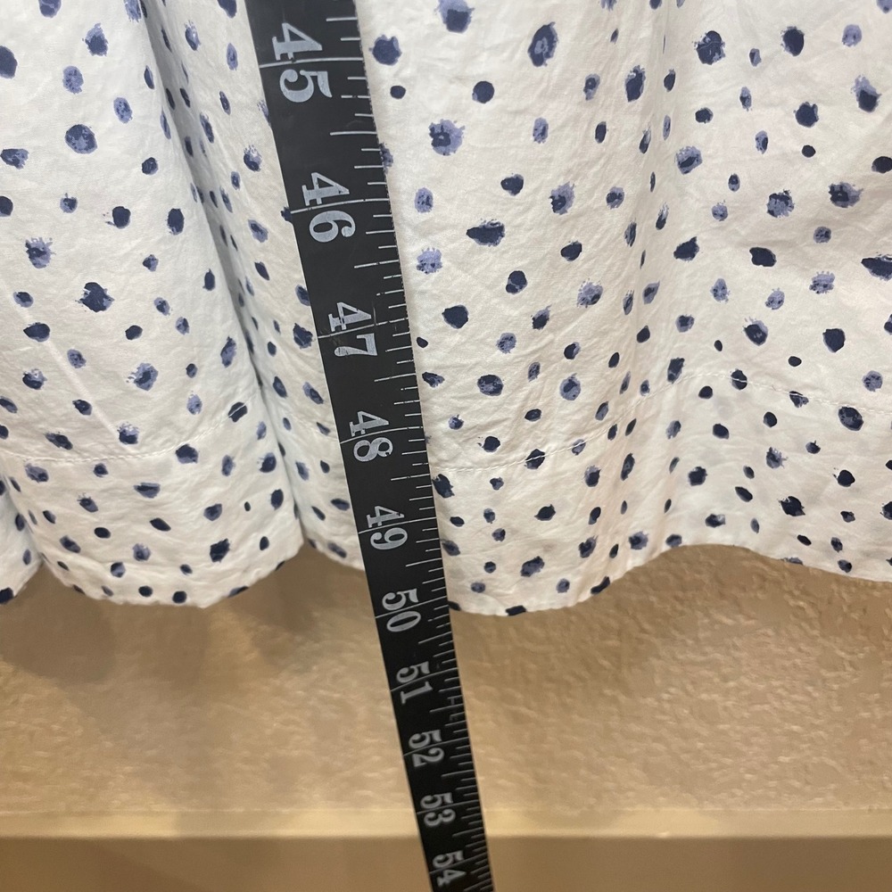 NEW J.Crew Polka Dot Smocked Waist Puff Sleeve Cotton Midi Dress White Navy M - Picture 7 of 9